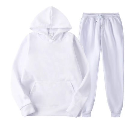Men's and Women's Casual Tracksuit Set - Thick Pullover Hoodie and Long Pant - Autumn Fleece Jogger Sportswear