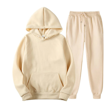 Men's and Women's Casual Tracksuit Set - Thick Pullover Hoodie and Long Pant - Autumn Fleece Jogger Sportswear